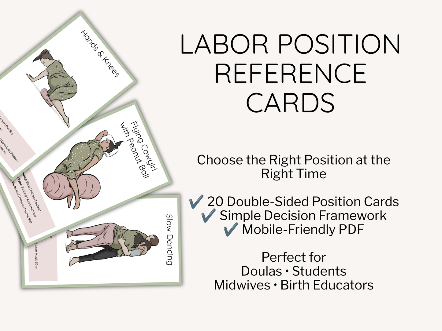 Labor Position Reference Cards – Digital Doula Guide