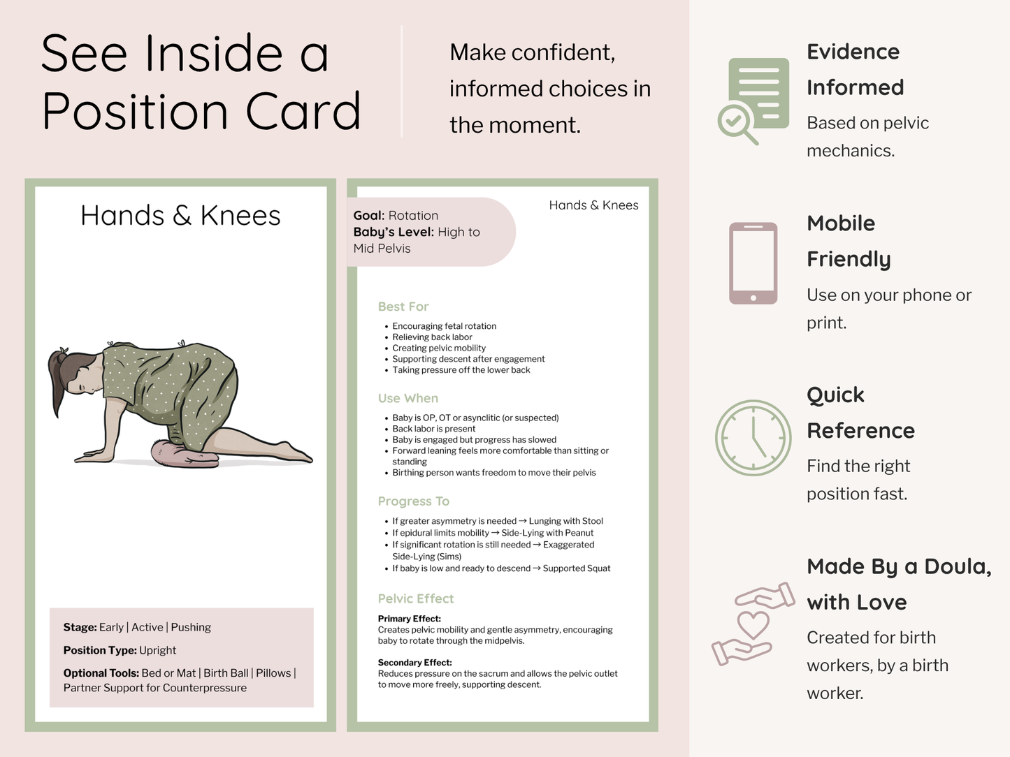 Labor Position Reference Cards – Digital Doula Guide